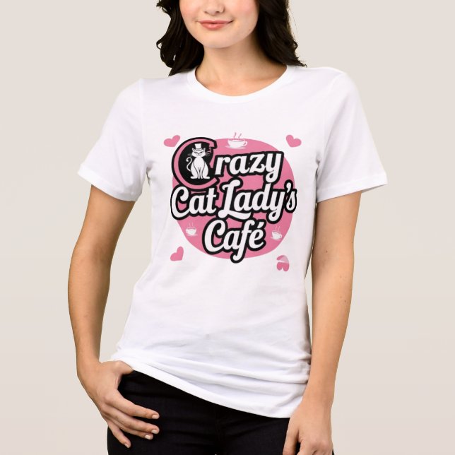 Camiseta Café de Senhora de Gato Louco (Frente)