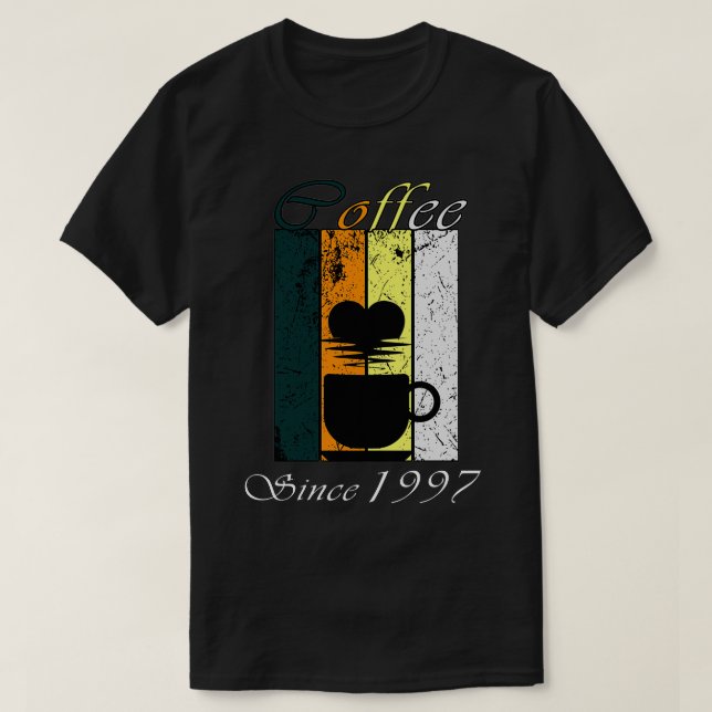 Camiseta Café desde 1997 - Presente de Aniversário do Café  (Frente do Design)