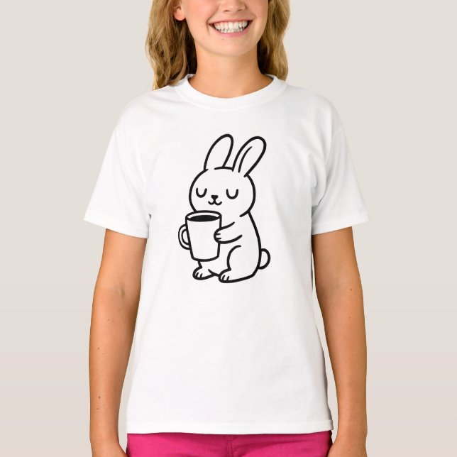 Camiseta Café Desenho do Coelho Aconchegante (Frente)