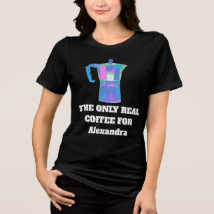 Camiseta Café Divertido Esnobe Nome Personalizado Mulheres 