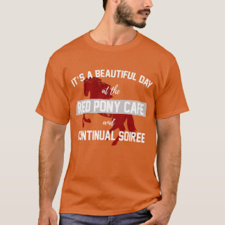 Camiseta Café do pônei vermelho é um dia lindo família