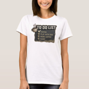 Camiseta Café Dourado DIVERTIDO COM CÃO Impressão de Arte