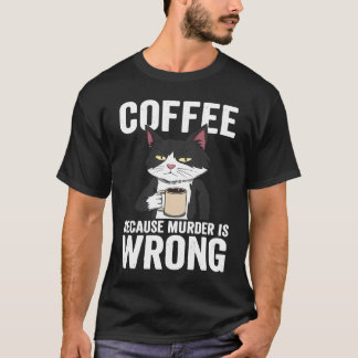 Camiseta Café é Assassinato é Errado Roupas de Gato
