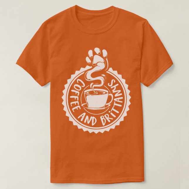 Camiseta Café e Brittanys Brittany (Frente do Design)