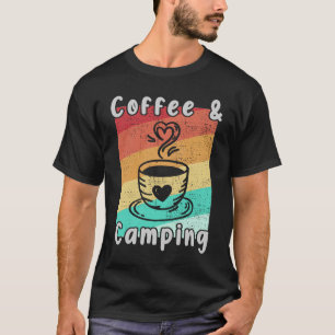 Camiseta Café e Campo de Acampamento Sobrevoam Engraçado Ca