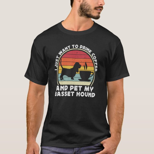 Camiseta Café E Cesto De Basset Para Homens Mulheres Pai (Frente)