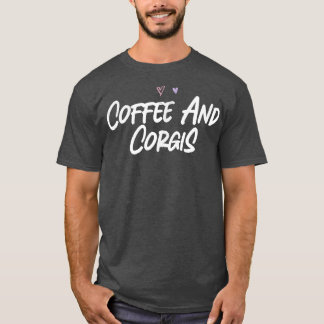 Camiseta Café E Corgis Adoram Corações Bonitos