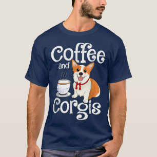 Camiseta Café E Corgis Cachorro Sobem Cachorro Engraçado Ca