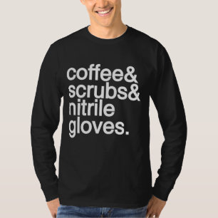 Camiseta Café e esfregões e luvas de nitrilo Enfermeiro Enf