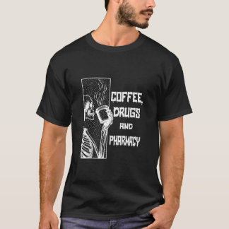 Camiseta Café E Farmácia Bebendo De Esqueleto Café