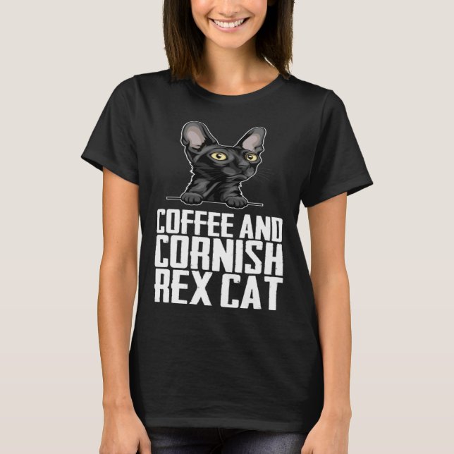 Camiseta Café e gato cornish rex (Frente)