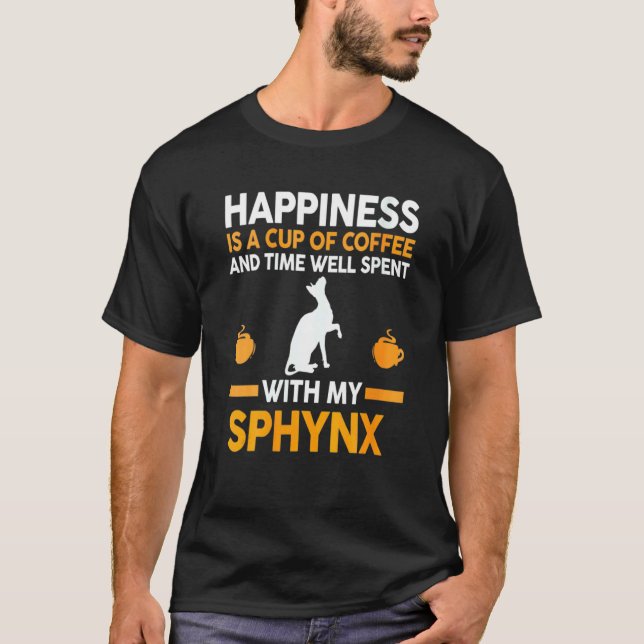 Camiseta Café E Gato Sphynx (Frente)