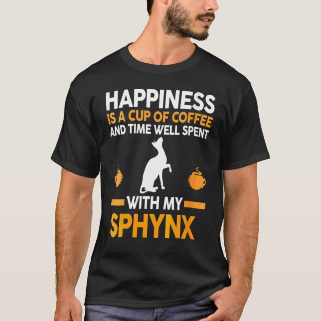 Camiseta Café E Gato Sphynx (Frente)