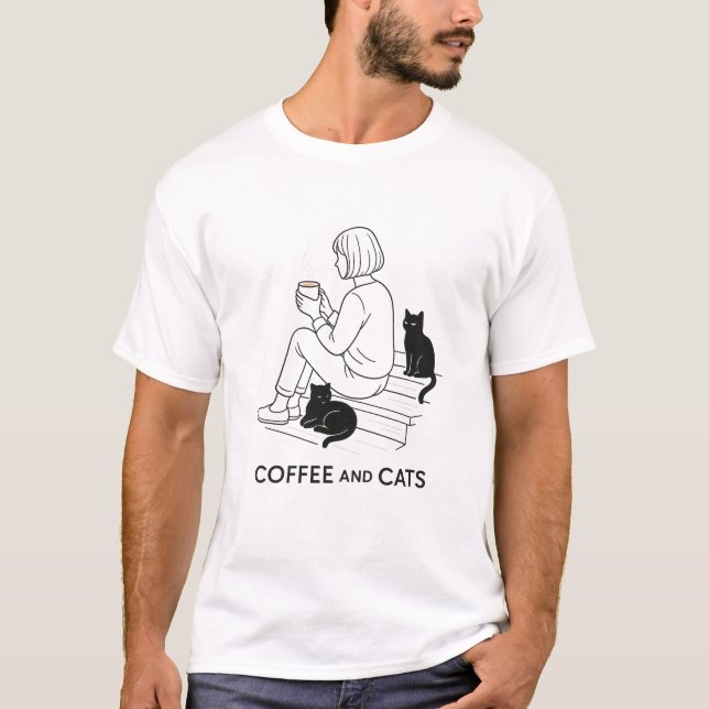 Camiseta Café e Gatos (Frente)