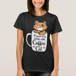 Camiseta Café e Gatos Fofo Proprietário de Gato Gato Gato M