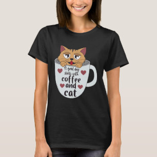 Camiseta café e gatos Mocha expresso cappuccino  desjejum
