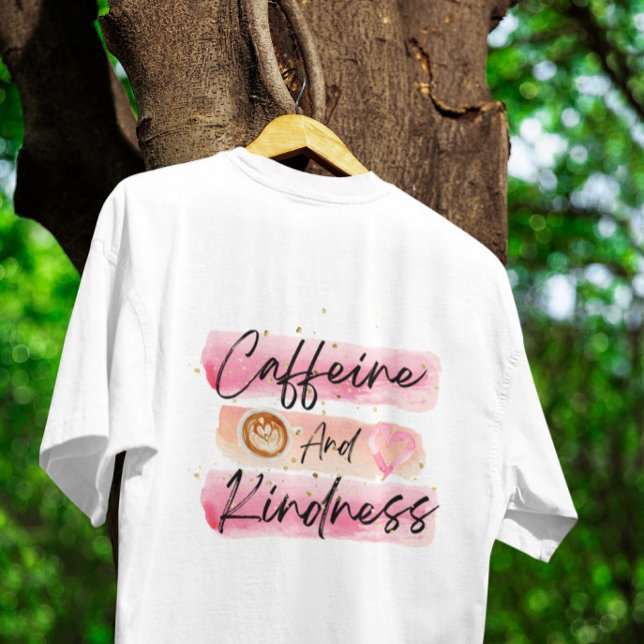 Camiseta Café e Gentileza Arte de Café Rosa (Criador carregado)