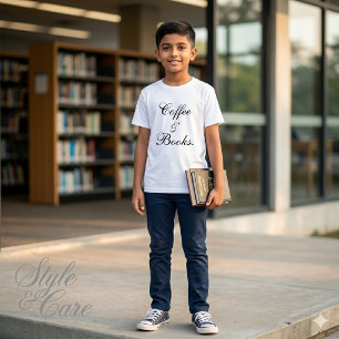 Camiseta Café e Livros Texto Branco