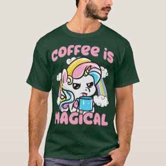 Camiseta Café é Mágico Cafeína Unicórnio