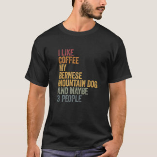 Camiseta Café E Meu Cachorro De Montanha Bernês 3 Cães Pess