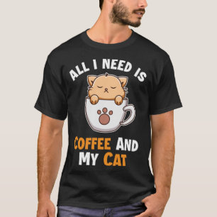 Camiseta Café e meu Gato Pai Gato Gato Gato Gato Gato Gato