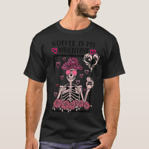 Camiseta Café é meu Namorados Vintage Skeleton Gótico Valen