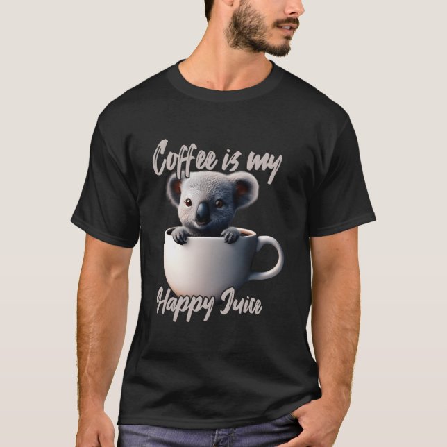Camiseta Café É Meu Suco Feliz Coala (Frente)