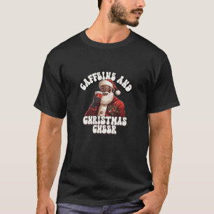 Camiseta Café e Saúde de Natal com Cafeína e Papais noeis