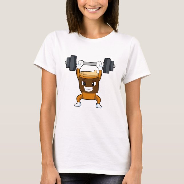 Camiseta Café em Fortalecimento com Barbell (Frente)