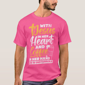 Camiseta Café Em Sua Mão Jesus Religioso Cristão
