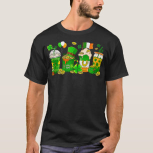 Camiseta Café Engraçado Café Latte Copas Xamrochas St Patri