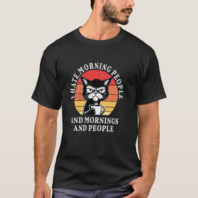 Camiseta Café Engraçado de Gato (Frente)