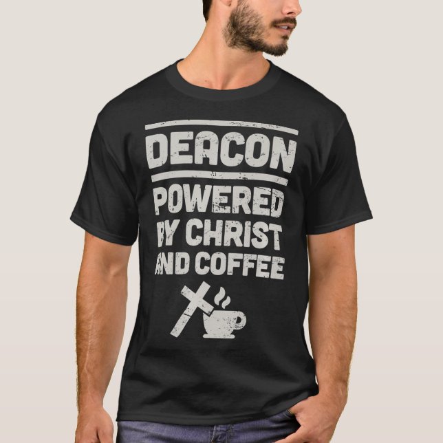 Camiseta Café Engraçado Igreja Cristã Deacon Premium (Frente)