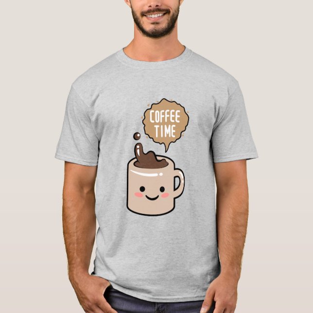 Camiseta café engraçado kawaii tempo do café (Frente)