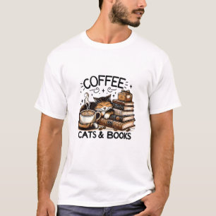Camiseta Café Engraçado Livros Sobre Presentes Mulheres Ide