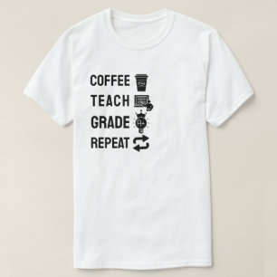 Camiseta Café, Ensine, Corrija, Repita