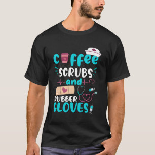 Camiseta Café Esfrega Borracha Luvas De Borracha Enfermeira