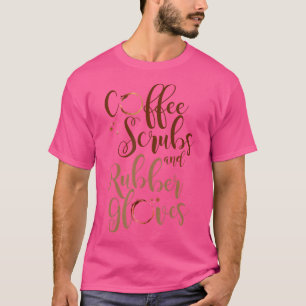 Camiseta Café Esfrega Borracha Luvas de Borracha Médicas Mé