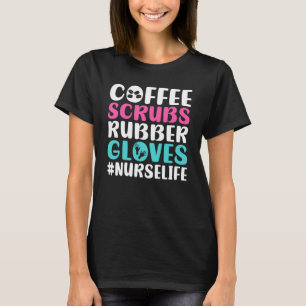 Camiseta Café Esfrega Borracha Luvas de Borracha Nurselife 