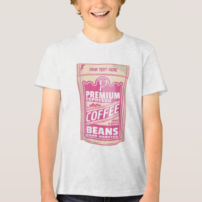 Camiseta Café espresso Premium feijões cor-de-rosa comida (Frente)