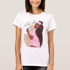 Camiseta Café Falso Brilho Cabelo Menina Rosa Dourado Rosa 