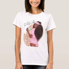 Camiseta Café Falso Brilho Cabelo Rosa Rosa  