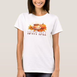 Camiseta Café Feliz Outono Abóbora