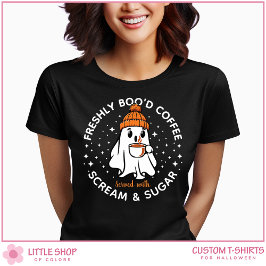 Camiseta Café Fresco Personalizado Fantasma Dia das Bruxas