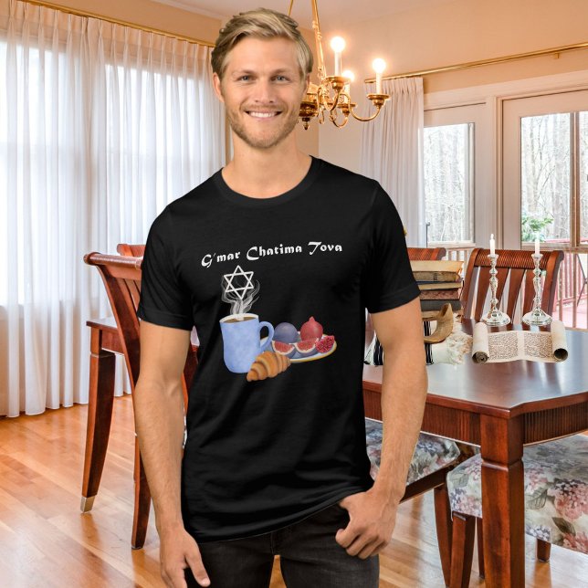 Camiseta Café G’mar Chatima Tova, Romãs, Figos (Criador carregado)