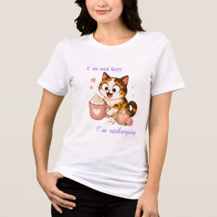 Camiseta Café Gatinho Calico Fofo Aconchegante - Não sou pr