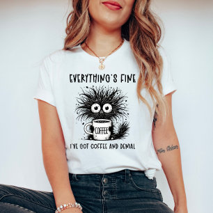 Camiseta Café Gato Ansioso Engraçado Está Tudo Bem