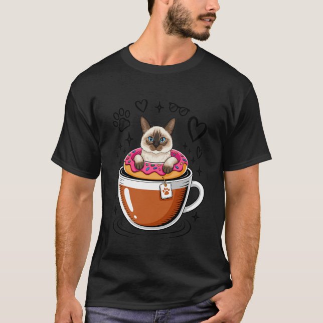 Camiseta Café Gato Balinês Donut (Frente)