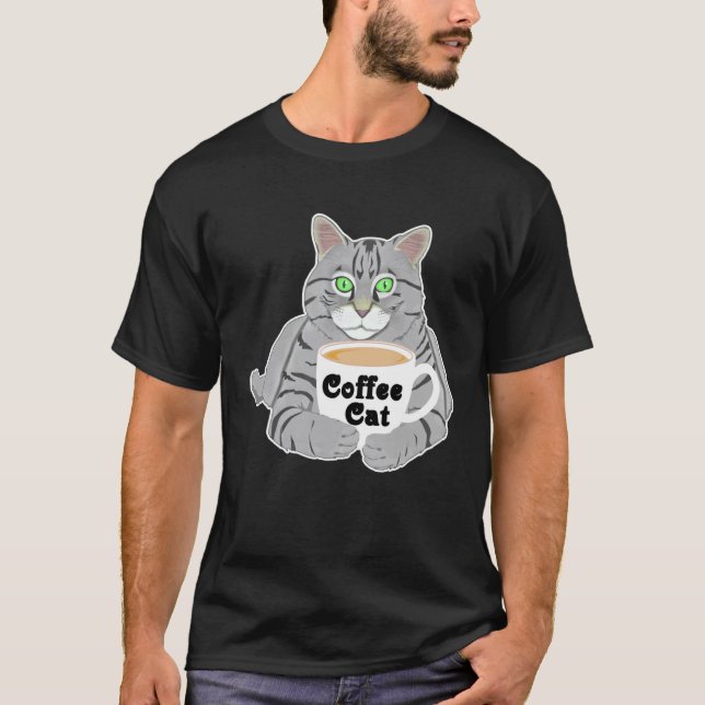 Camiseta Café  Gato Café Bebedores de Café Gato Fofo (Frente)