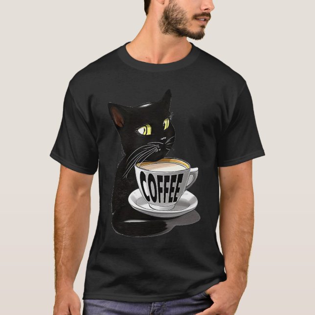 CAMISETA CAFÉ GATO FOFO  GATOS JAVA GATINHO (Frente)